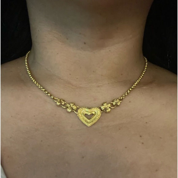 23k solid gold heart flower clover necklace - Picture 1 of 12